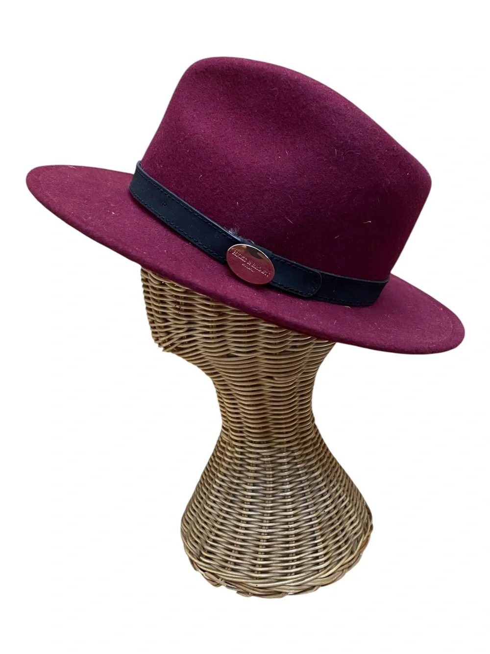 Hicks & Brown Womens 100% Wool Maroon Derby Fedora Hat